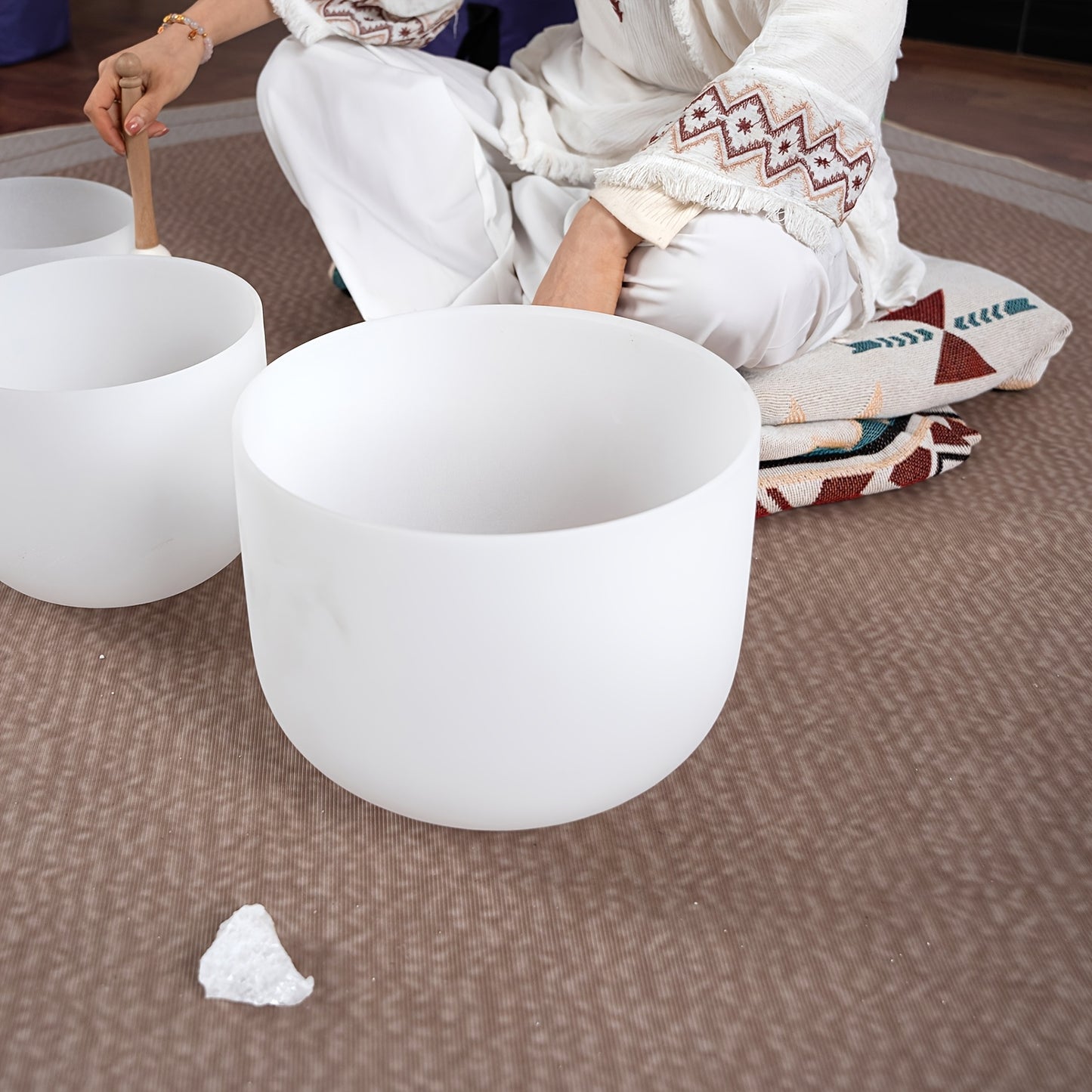 7-11inch Quartz Crystal Singing Bowls Set Of 3 Pure White
