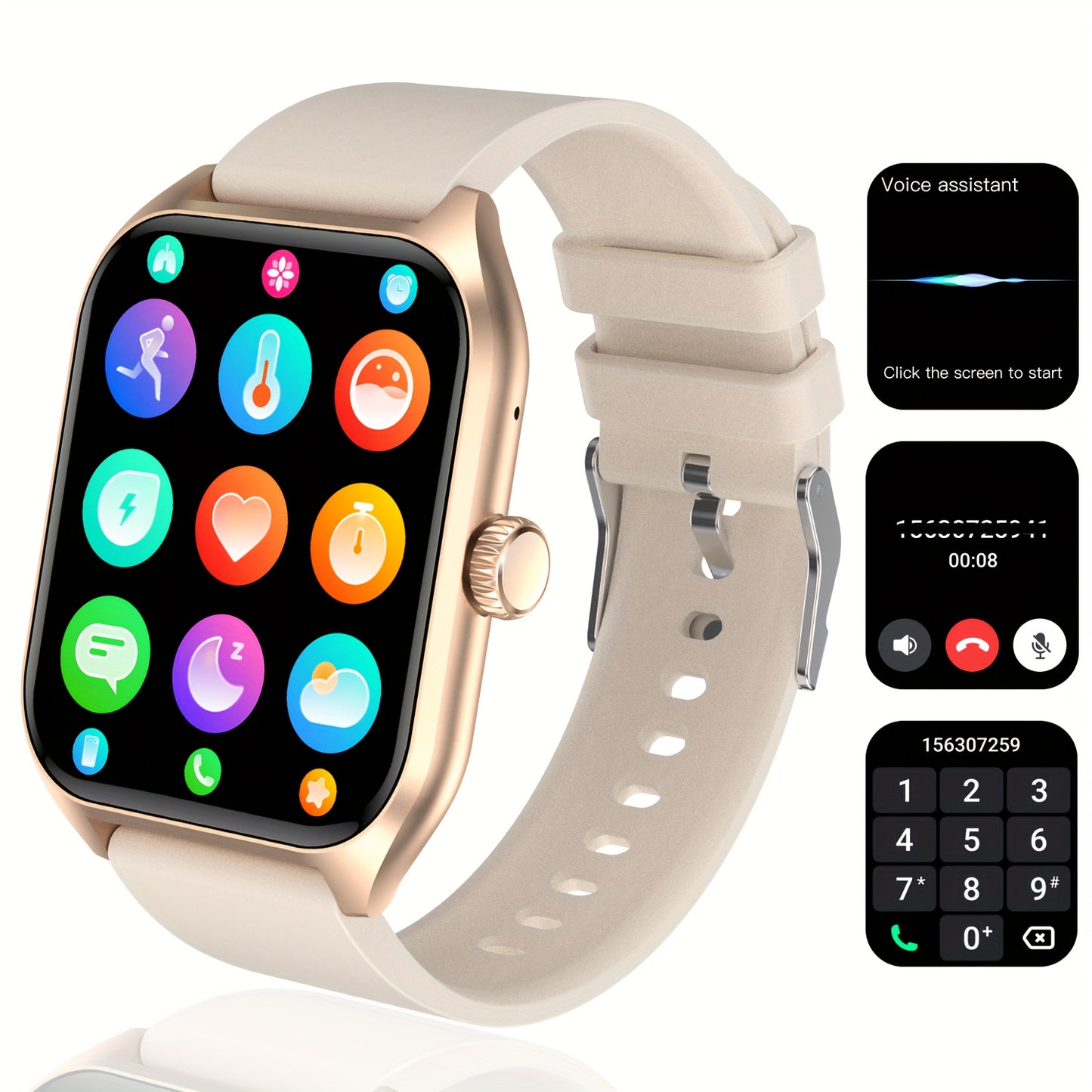 1.96" Smart Watch with 100+ Sports Modes, Wireless Calls