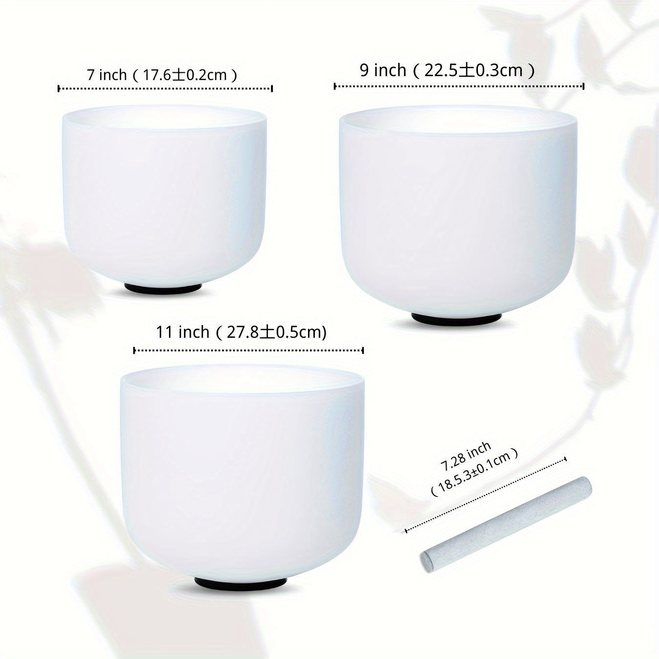 7-11inch Quartz Crystal Singing Bowls Set Of 3 Pure White