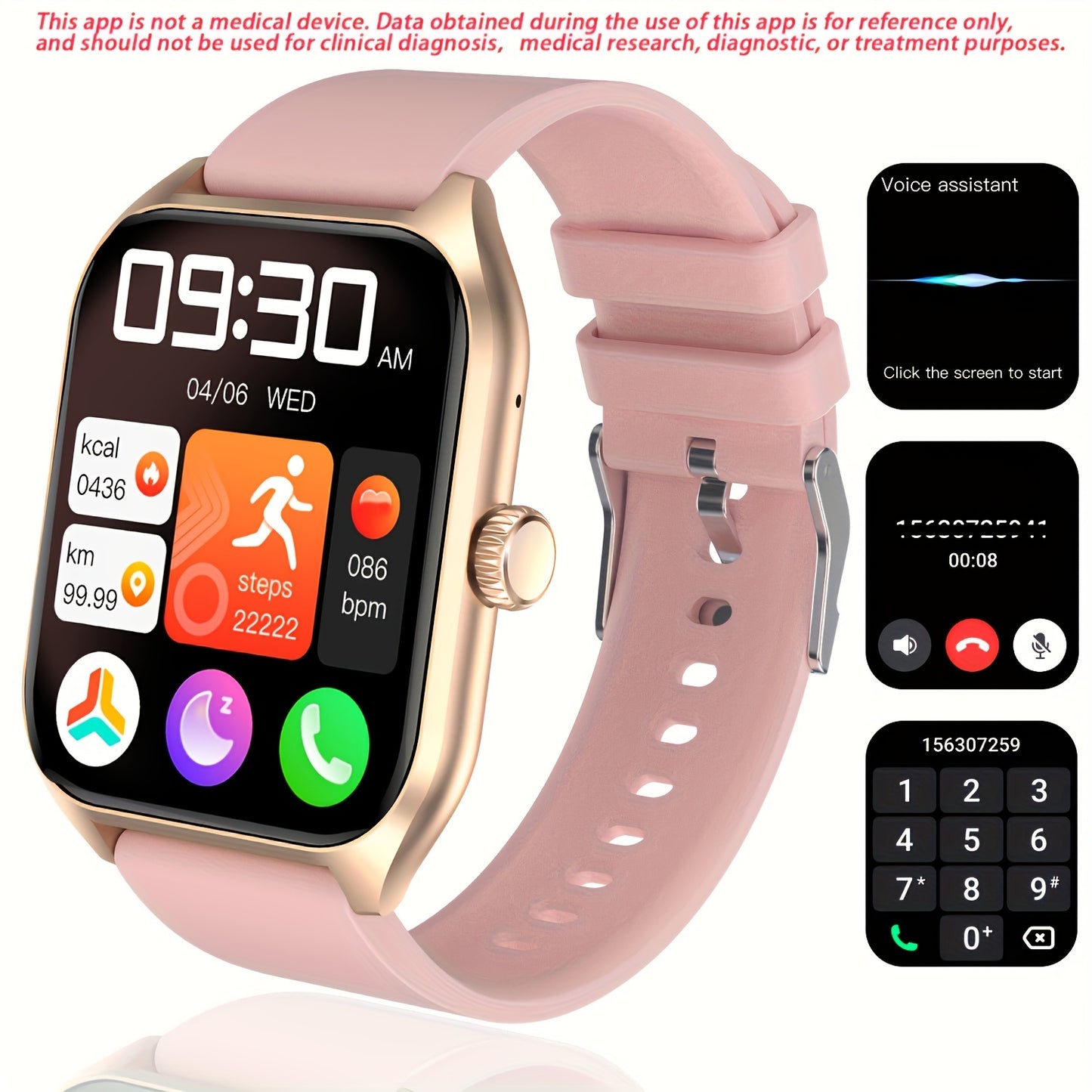 1.96" Smart Watch with 100+ Sports Modes, Wireless Calls