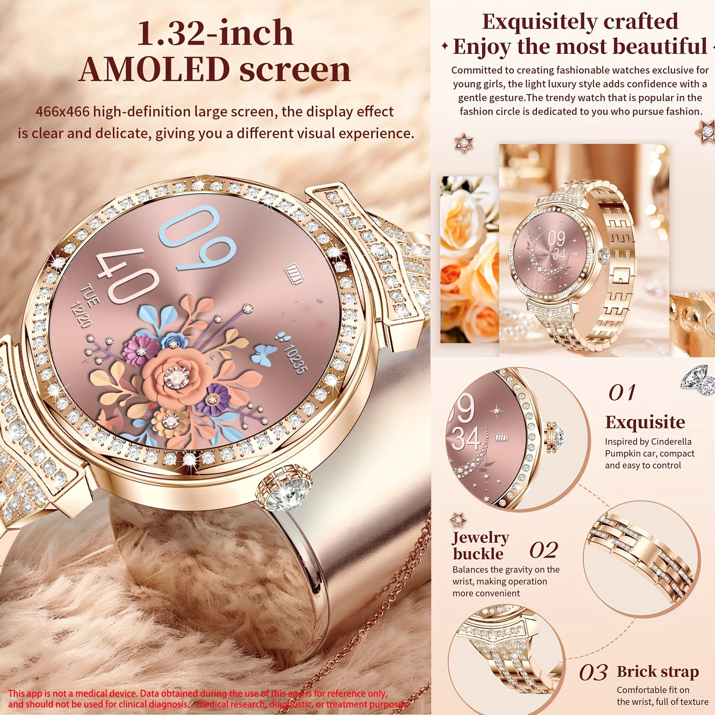 1.32" AMOLED Smart Watch For Women, Answer/ Make Calls