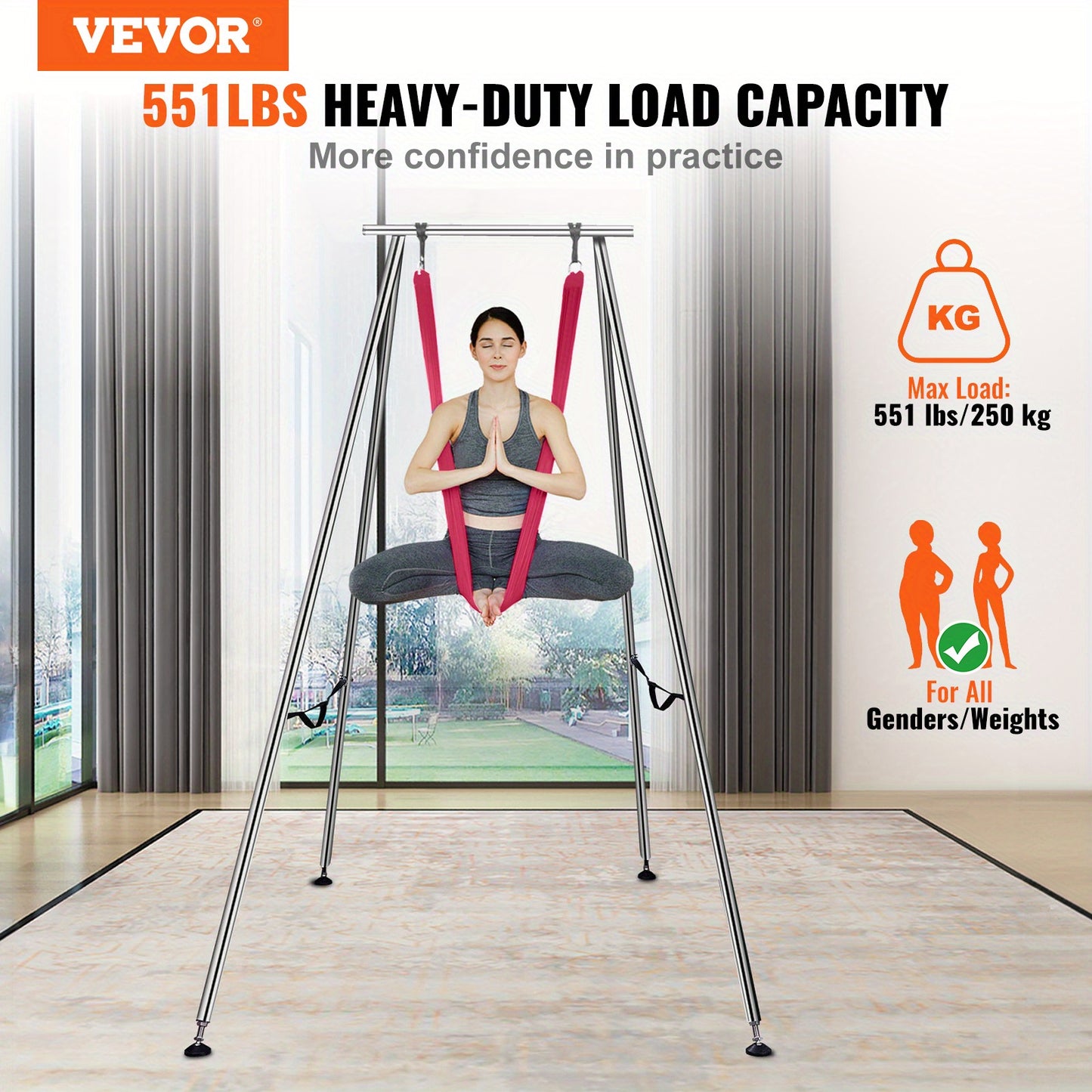 Vevor Aerial Yoga Frame & 9.67ft Red Hammock