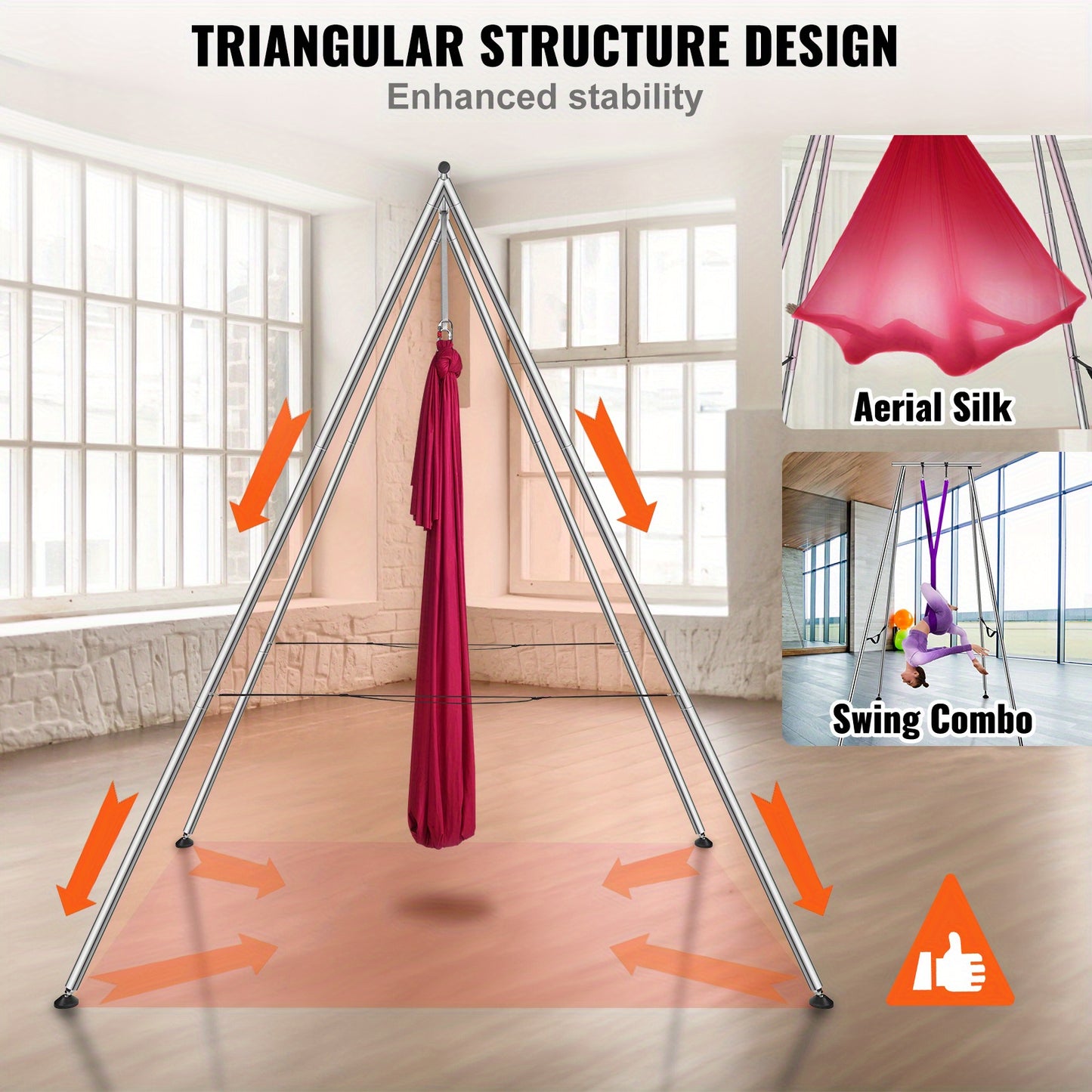 Vevor Aerial Yoga Frame & 9.67ft Red Hammock