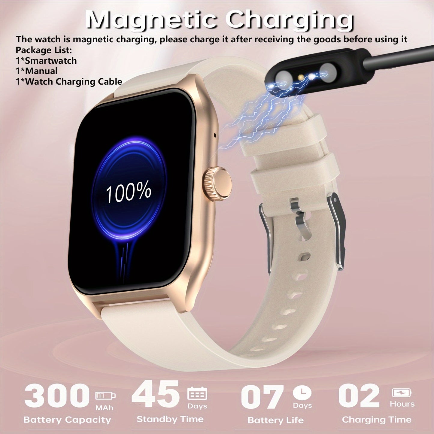 1.96" Smart Watch with 100+ Sports Modes, Wireless Calls