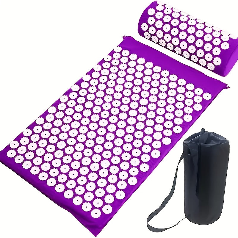 Relaxing 3-Piece Acupressure Mat Set with Pillow and Carry Bag