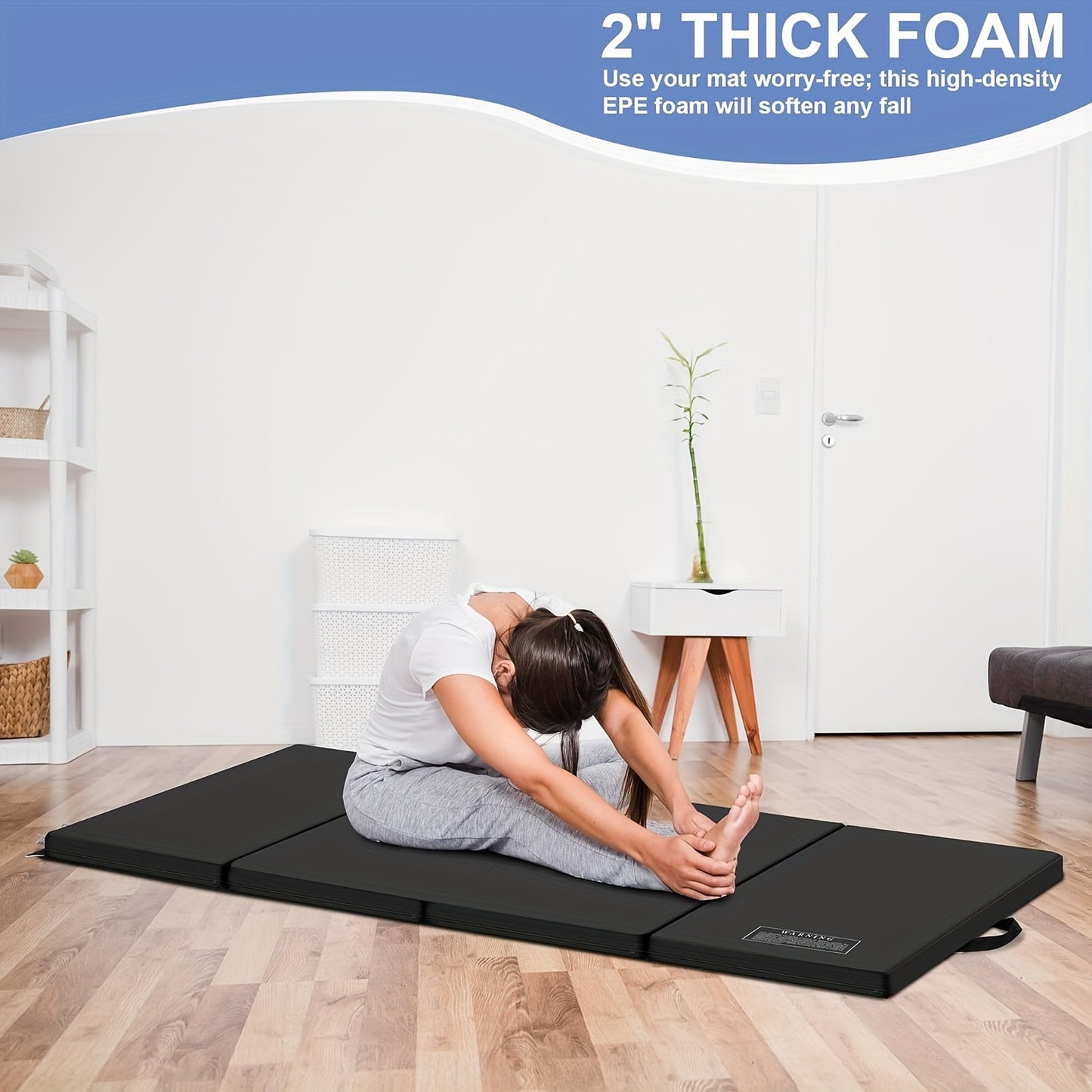 3x6 Foot Folding Gymnastics Mat 2 Inch Thick Non Slip Pad for Yoga Stretching Home Gym Use