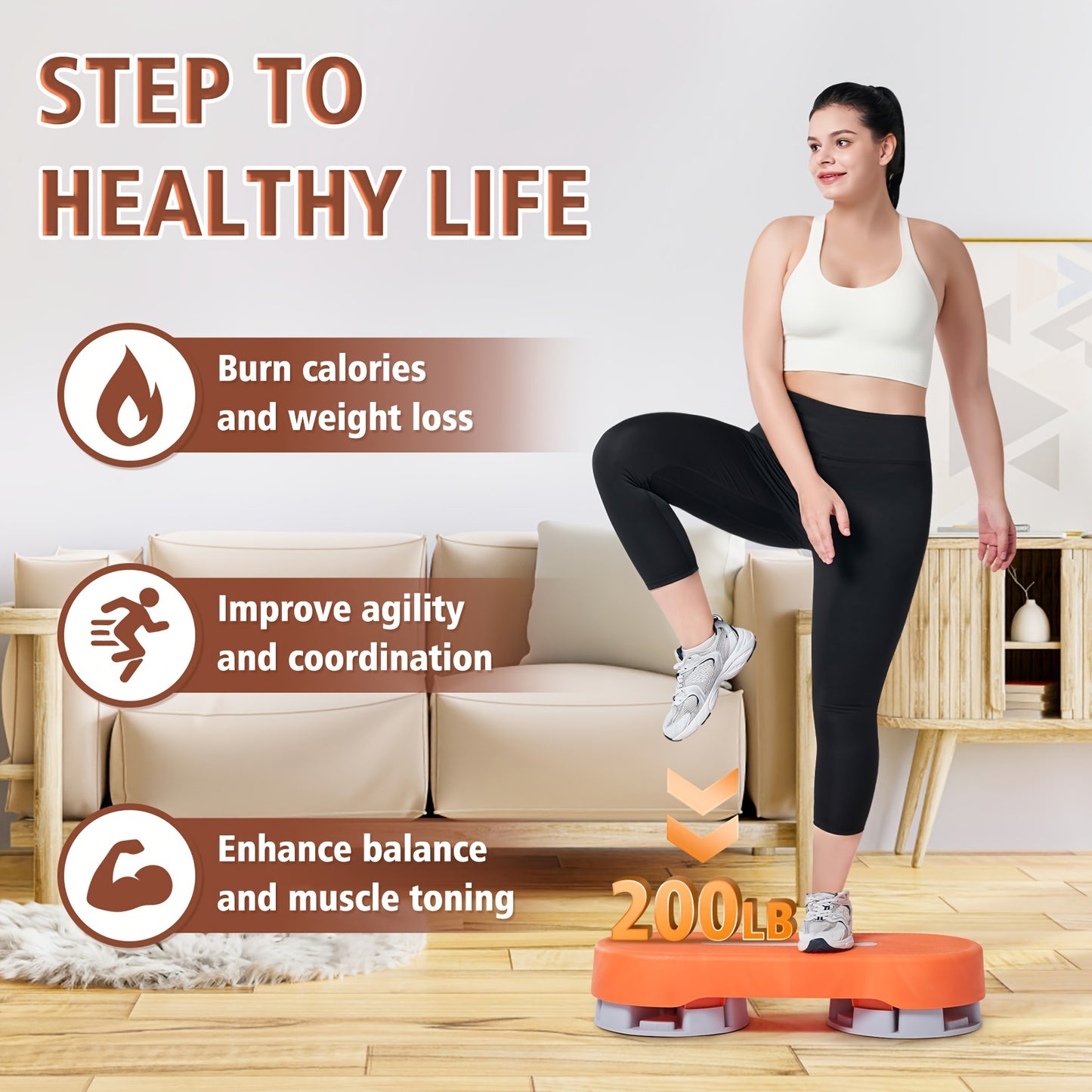 1pc Adjustable Workout Aerobic Stepper