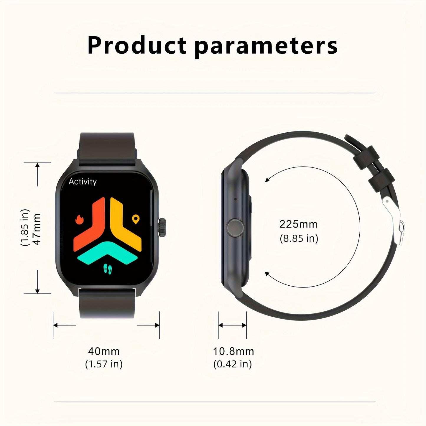 1.96" Smart Watch with 100+ Sports Modes, Wireless Calls