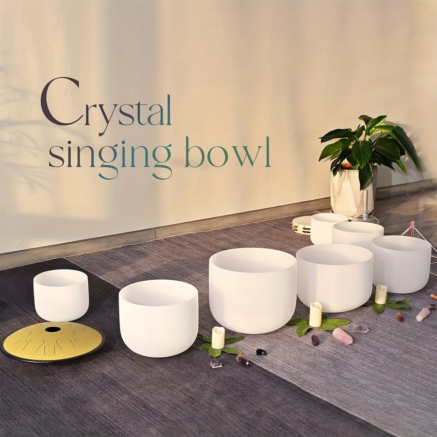 432Hz 6"-12" Set Of 7 Chakra Frosted Quartz Crystal
