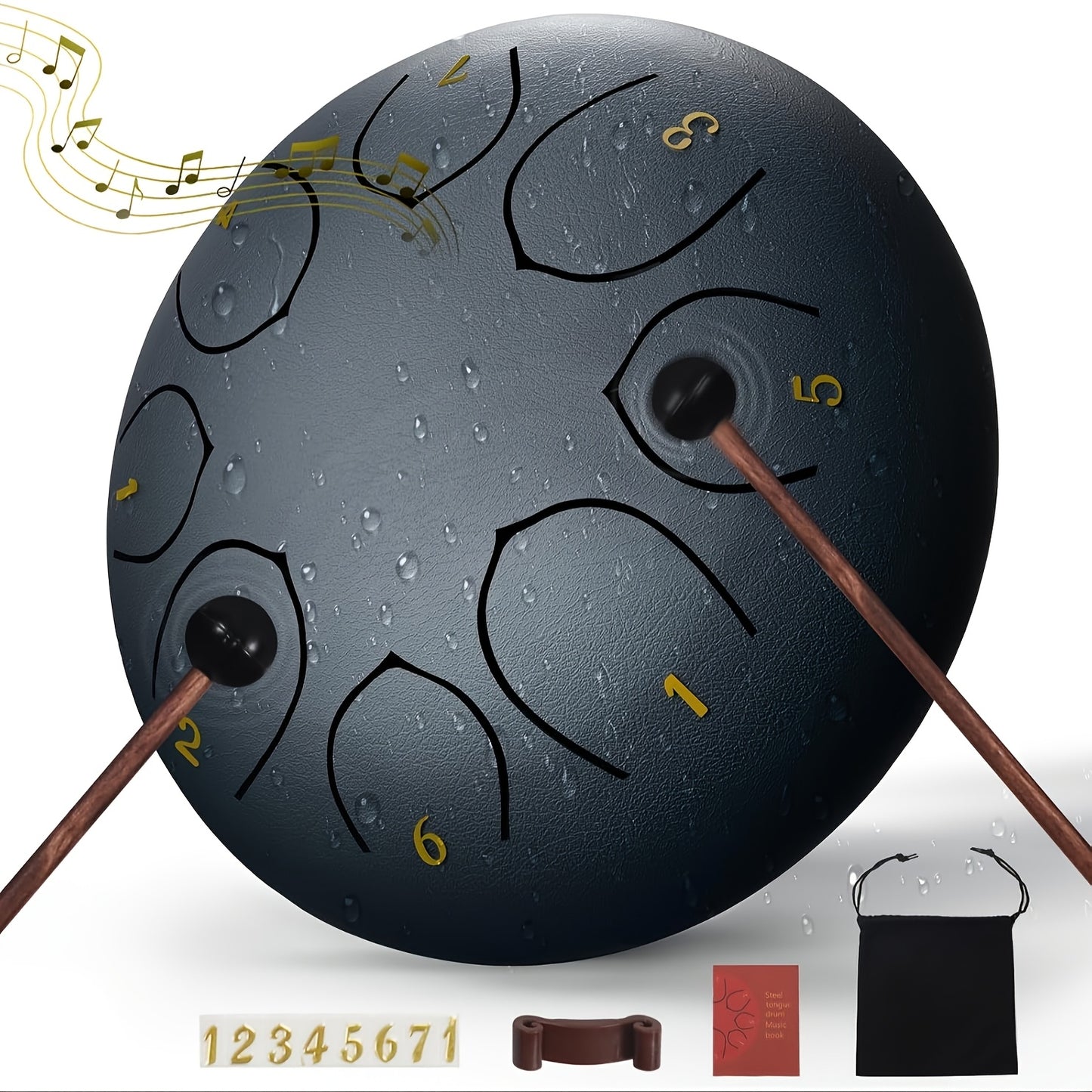 6-Inch Green Alloy Steel Rain Drum with 8 Chakra Tuning