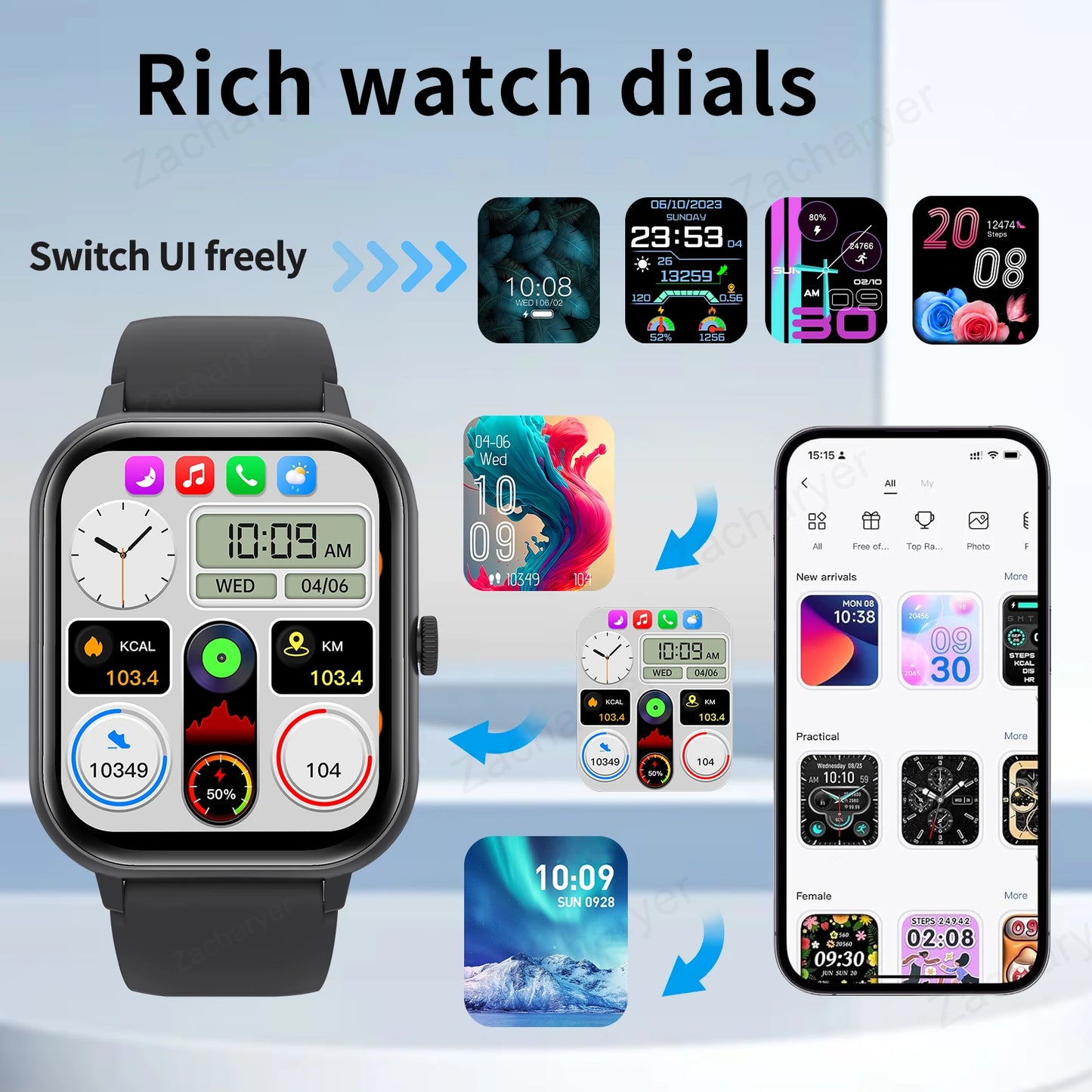 SmartWatch Touch Screen Sport Wireless Calling Fitness Tracker