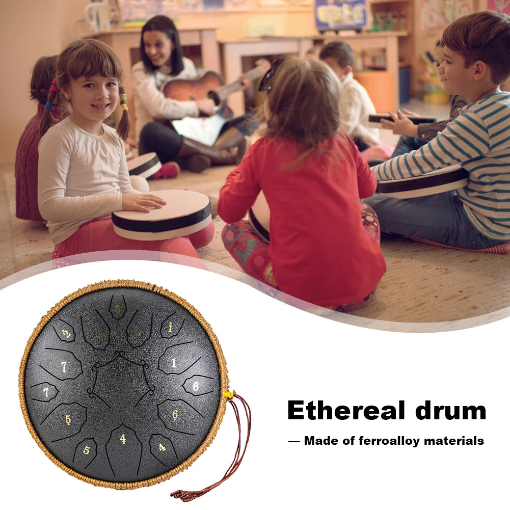 12 Inch Music Drum with Handbag Drumsticks 15 Notes D Tone