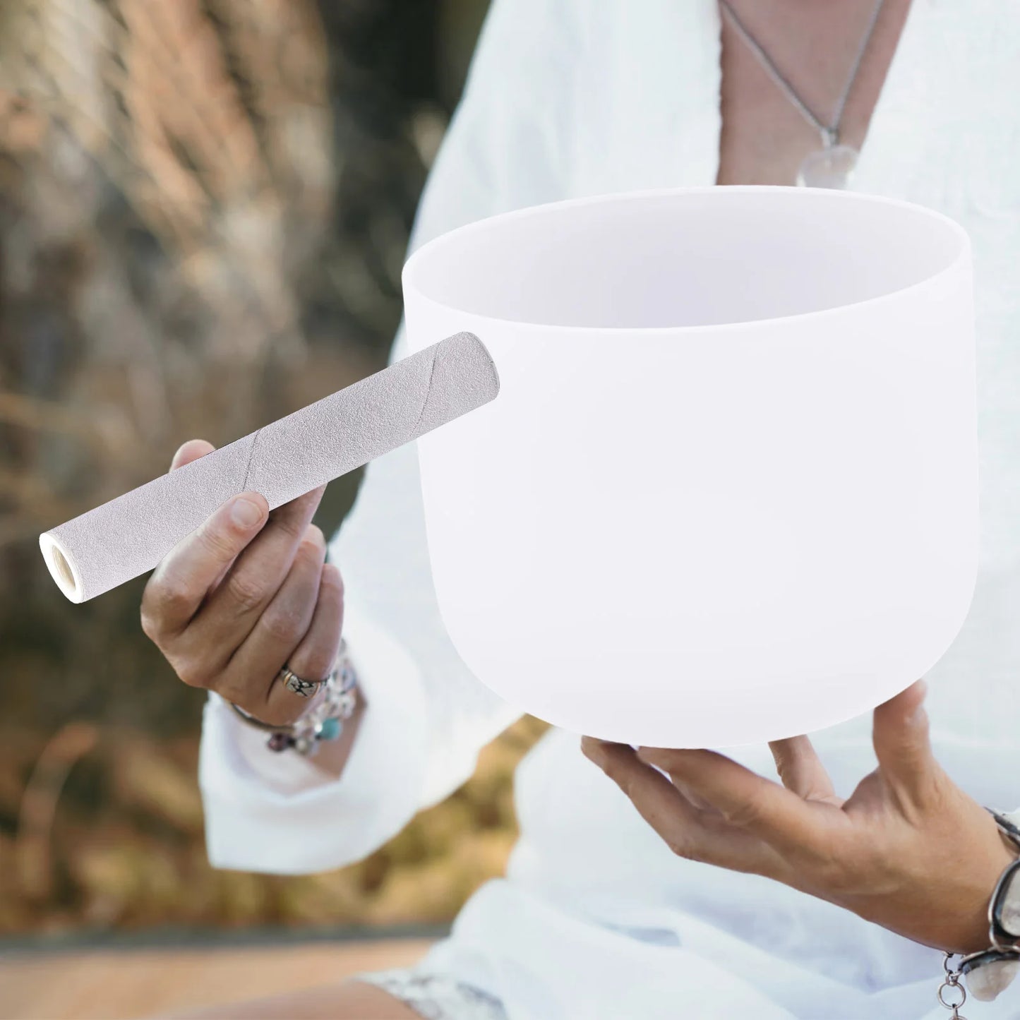 White Crystal Singing Bowl Solar Plexus Chakra 8 Helps Meditate