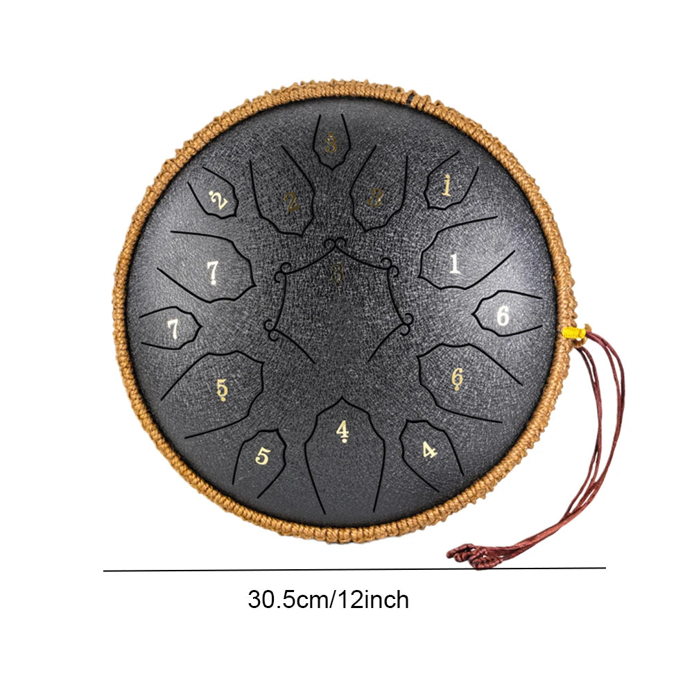 12 Inch Music Drum with Handbag Drumsticks 15 Notes D Tone