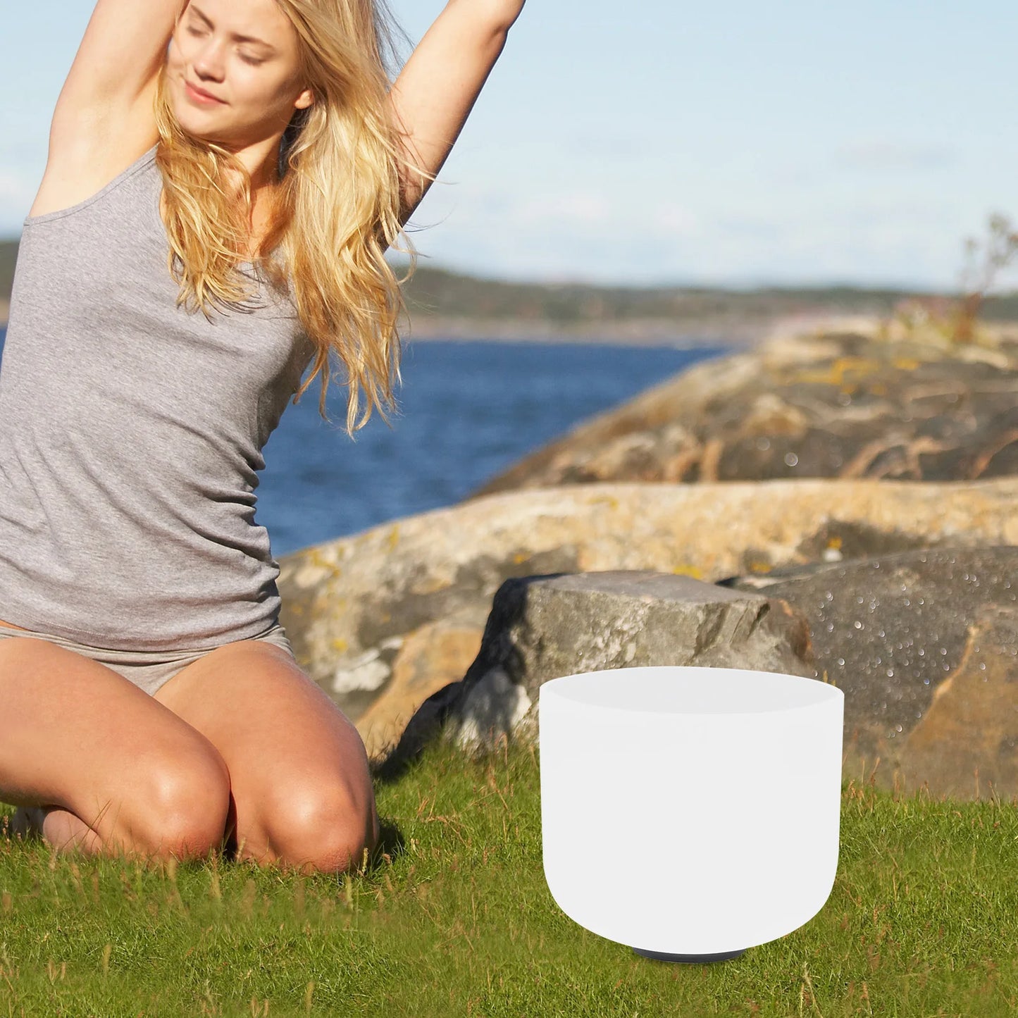 White Crystal Singing Bowl Solar Plexus Chakra 8 Helps Meditate