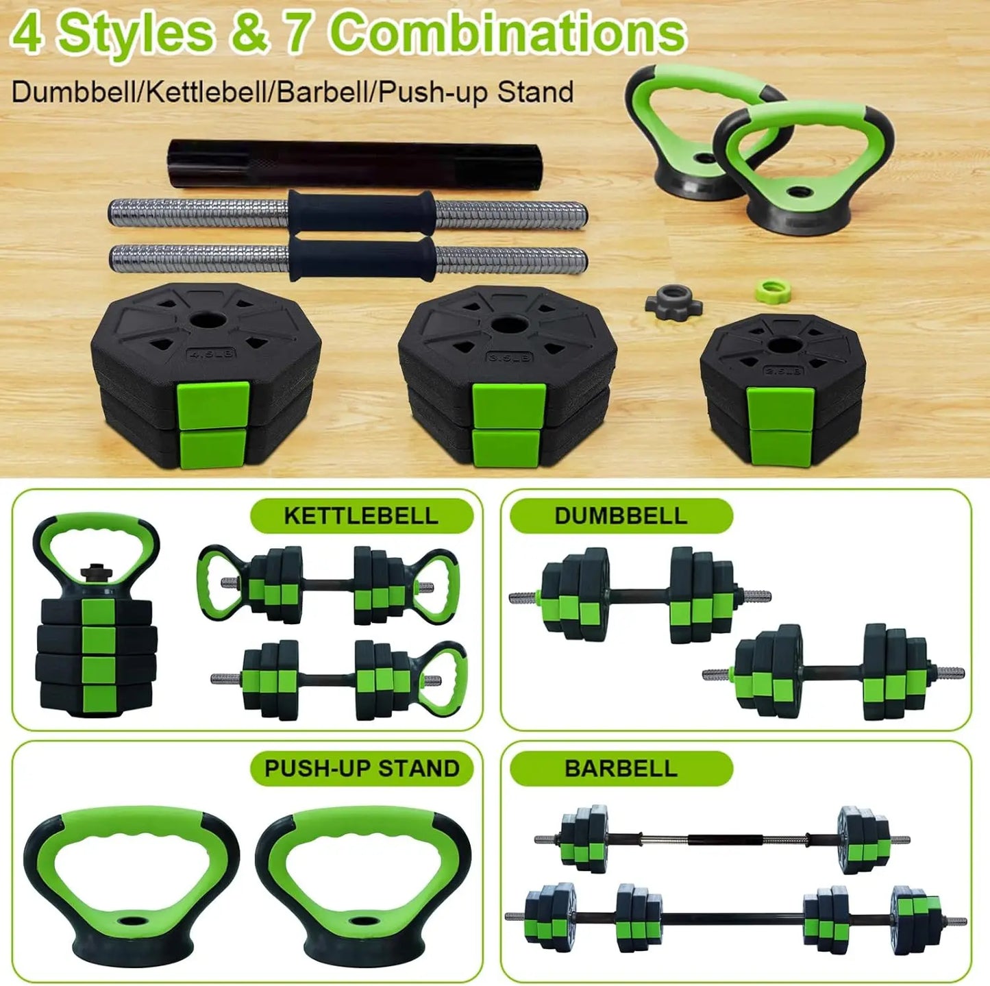 4 In 1 Adjustable Dumbbell Set 44lbs Weight Set Octagon