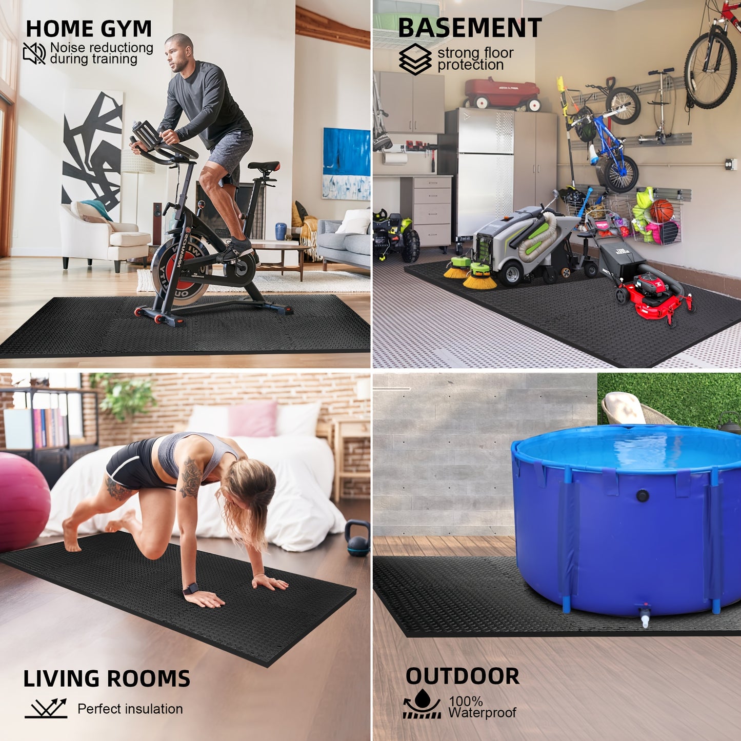 24 Piece EVA Foam Exercise Mat Set Interlocking Tiles for Home Gym MMA Gymnastics Non Slip Protective Flooring