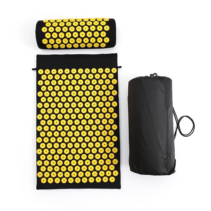 Relaxing 3-Piece Acupressure Mat Set with Pillow and Carry Bag