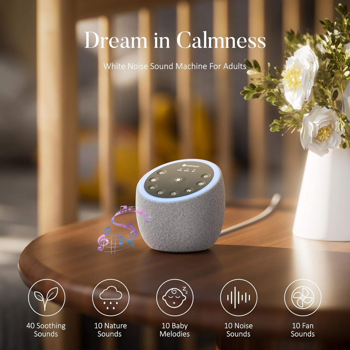 Hotmoon Cocoon White Noise Machine 40 Soothing Sounds
