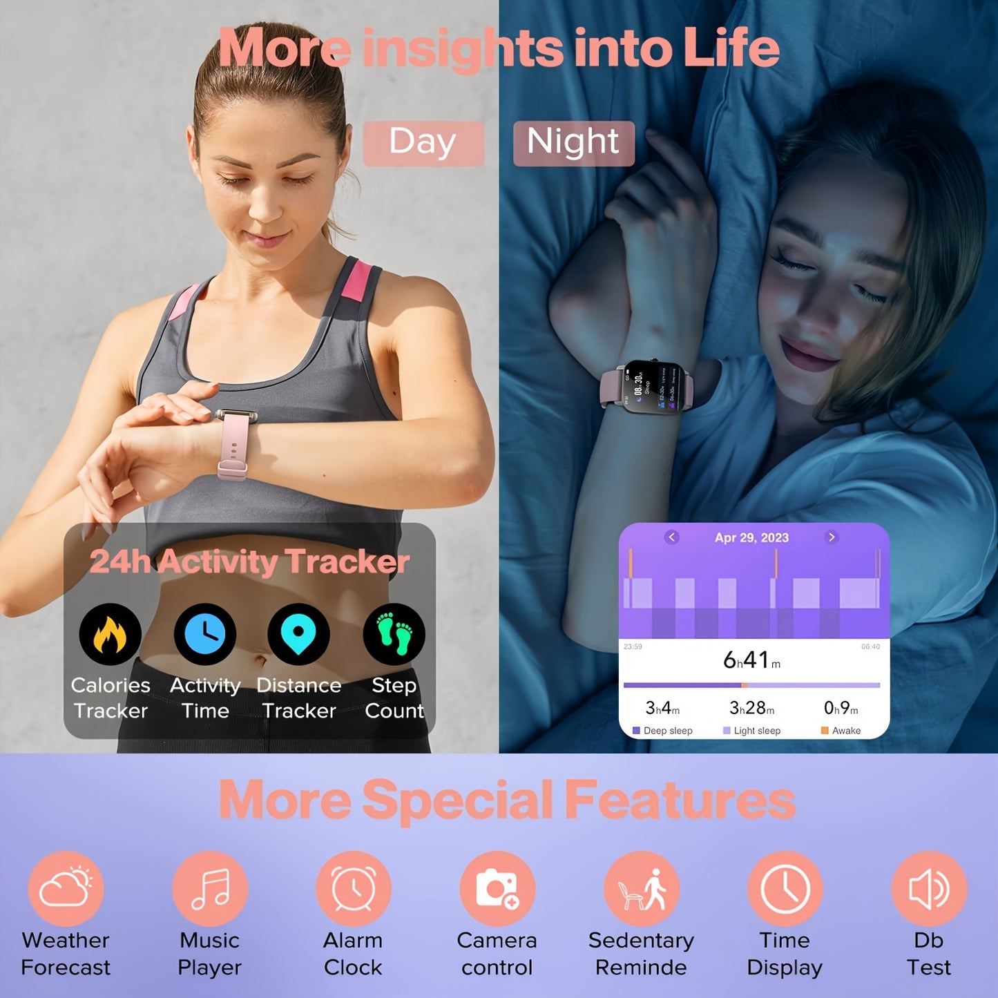 1.96" Smart Watch with 100+ Sports Modes, Wireless Calls
