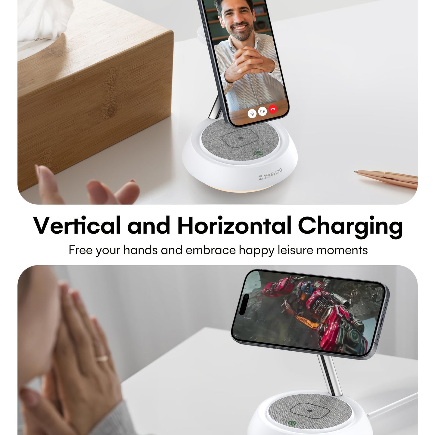 ZEEHOO Wireless Charging Station, CubeTrick-X Qi2 15W Fast Charge