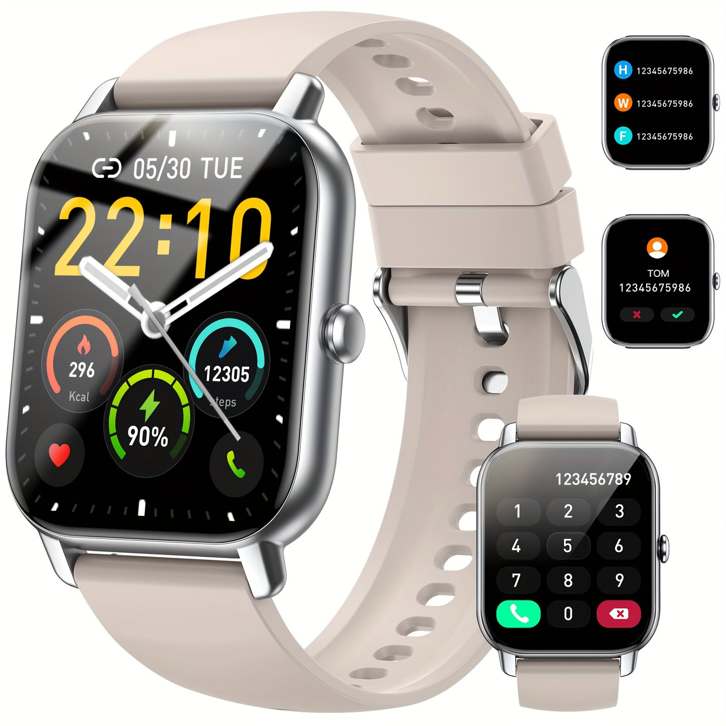 p66 Smartwatch (answering/making calls), 1.8-inch (approximately 1.85 inch) men's and women's smartwatch