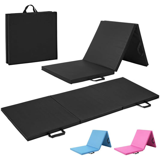 Tri Fold Folding Exercise Mat with Handles 1.5 Inch Thick Foam Pad for Gymnastics Yoga MMA Stretching