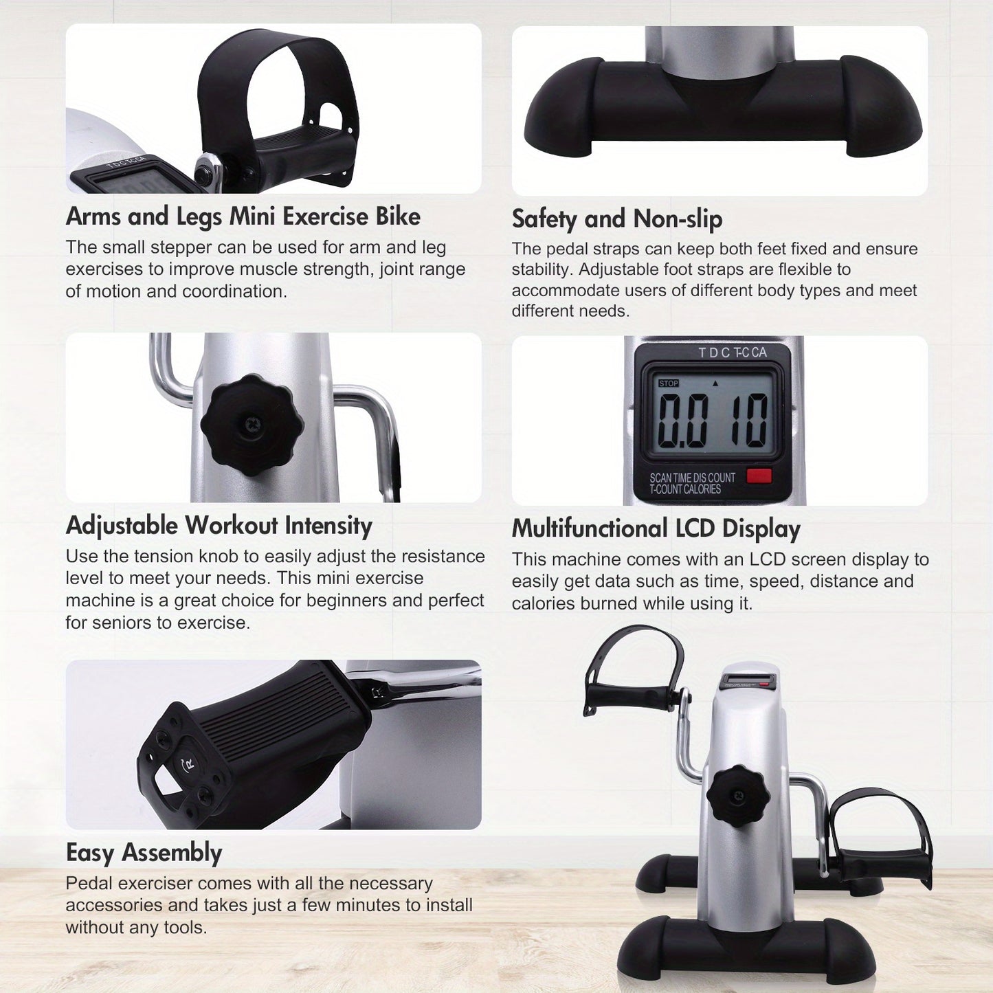 Mini Exercise Bike, Under Desk Bike Pedal Exerciser