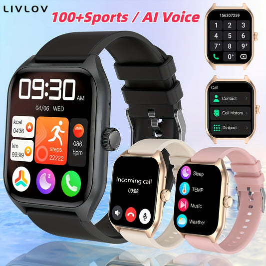 1.96" Smart Watch with 100+ Sports Modes, Wireless Calls