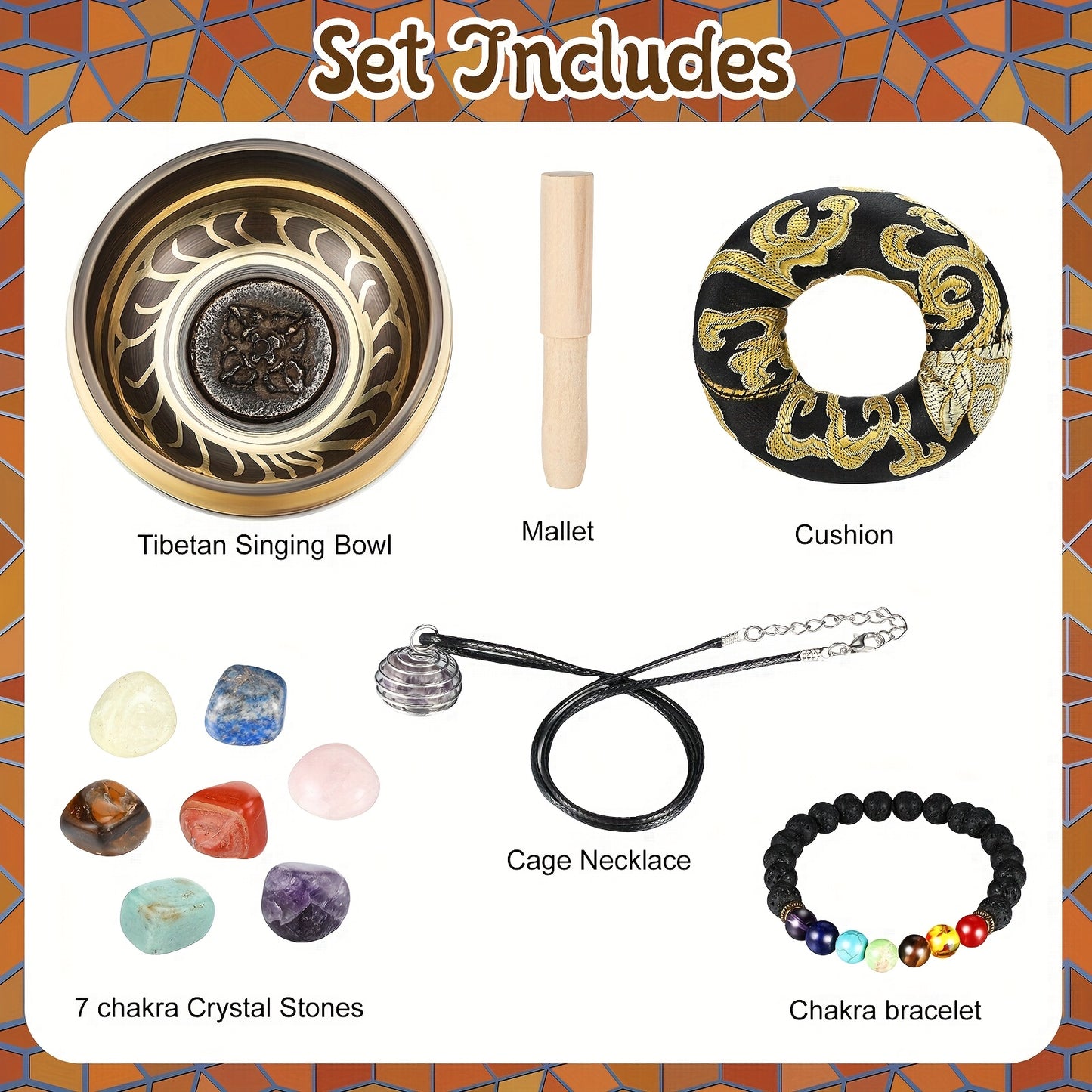 Tibetan Singing Bowls Set For Healing 3.4'' Meditation Sound