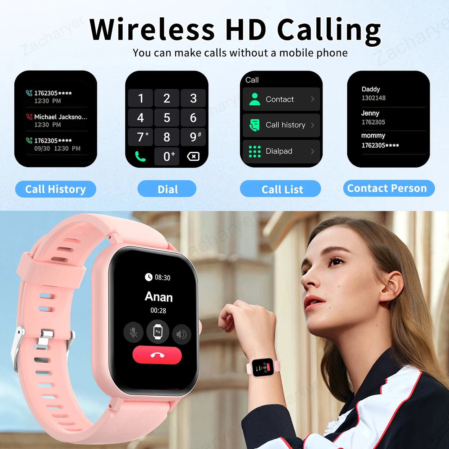 SmartWatch Touch Screen Sport Wireless Calling Fitness Tracker