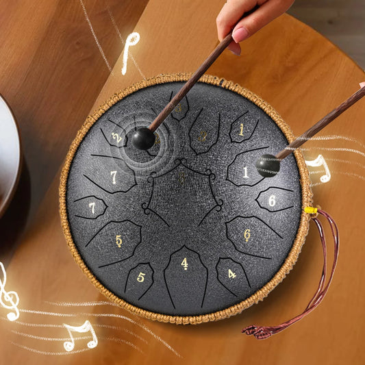 12 Inch Music Drum with Handbag Drumsticks 15 Notes D Tone