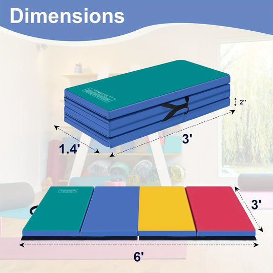 3x6 Foot Folding Gymnastics Mat 2 Inch Thick Non Slip Pad for Yoga Stretching Home Gym Use