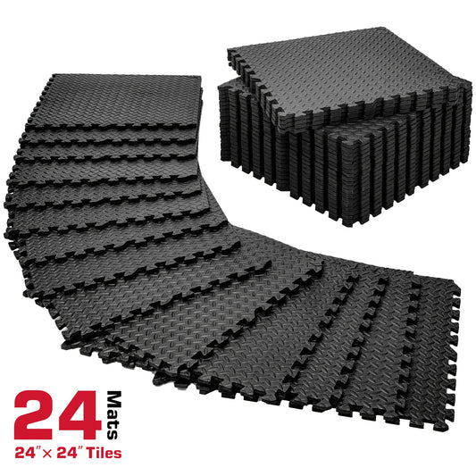 24 Piece EVA Foam Exercise Mat Set Interlocking Tiles for Home Gym MMA Gymnastics Non Slip Protective Flooring
